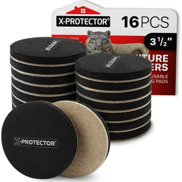 X-Protector Felt Sliders for Hardwood Floors - 16 Pcs  3 1/2" Furniture Sliders - Move Furniture Easily