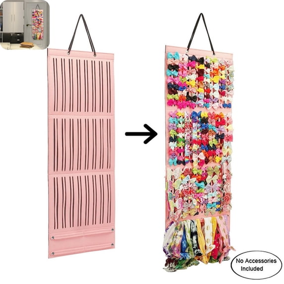 Felt Hair Bow Organizer Hanging Storage Bag, Wall‑Mount Hair Accessory Holder for Girls Bows Headbands Hair Clips