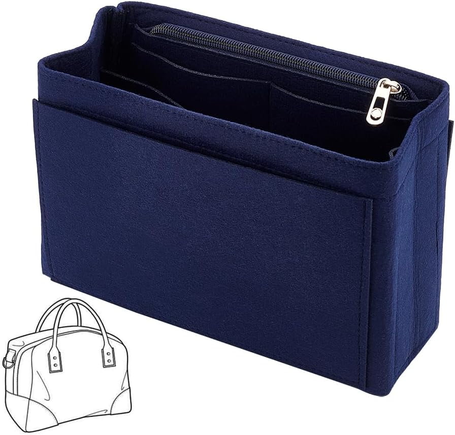 Felt Handbag Organizer Insert Felt Zipper Tote Bag Insert Liner Rectangle Bag in Bag Multiple Compartments Bag Insert Shoulder Bag Interior Shaper for LV Graceful MM 8.9X3.5X7.6 Inch Blue Walmart