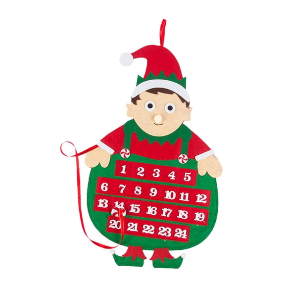 Felt Hanging Advent Calendar, Felt Christmas Advent Calendar, 24 Days Reusable Hanging Advent Calendar for Wall Holiday Decor