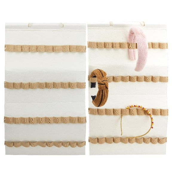 Felt Hanging Headband Holder with 40 Elastic Bands Bow Hanger White Wall Headbands Display Organizer Ribbon Hair Hoops Storage Hairbands Hair Accessory Holder for Home Women Hair Bows