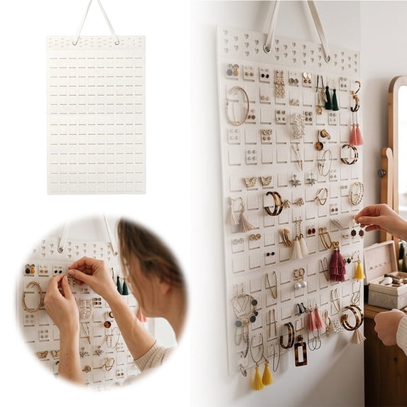 Felt Hanging Jewelry Organizer, Double Sided Wall Mount Jewelry Storage ...