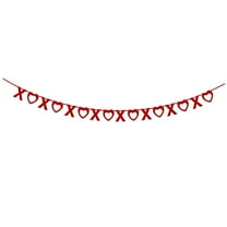 Felt Heart Garland Banner, 1 Piece of Heart Shaped Paper, Pre-Strung Heart Ornament, Hanging Streamers Banner for Anniversary Wedding Party Valentine Day Home Hanging Ornament(Red2,118x2")