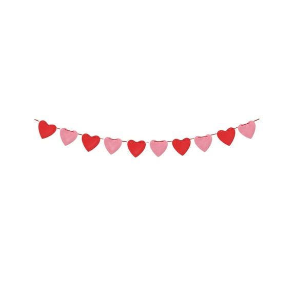 Felt Heart Garland Banner,Pre-Strung | Valentines Decorations | Red Pink White Valentines Banner | Anniversary Wedding Birthday Party Decorations | Outdoor Home Hanging Valentine's Day Decor,2m