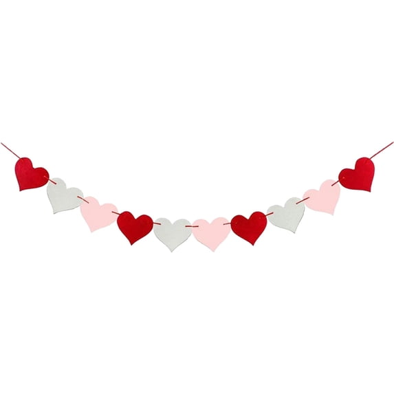 Felt Heart Garland, Pre-Strung Heart Banner, Valentine Hanging Decorations, Anniversary Party Decor, Wedding Heart Garland, Engagement Party Decorations, Home Wall Decor Supplies