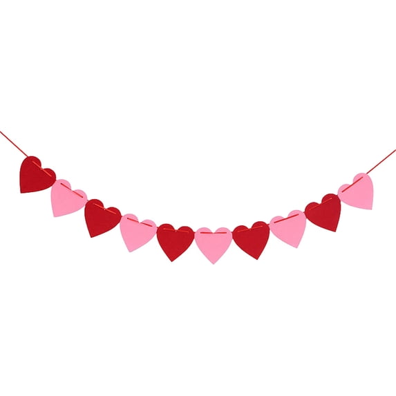 Felt Heart Garland, Pre-Strung Heart Banner, Valentine Hanging Decorations, Anniversary Party Decor, Wedding Heart Garland, Engagement Party Decorations, Home Wall Decor Supplies