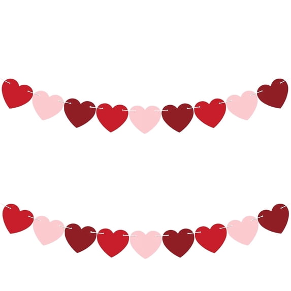 Felt Heart Valentine’S Day Garland Banner,Valentines Day Heart Decorations,Valentines Banner,Valentines Day Heart Felt Decor For Wedding Anniversary Birthday Home Valentine Party Decor,(H,98.43 in)