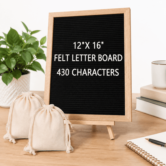 Felt Letter Board Sign With 430 Changeable Letters And Stand, 12 x 16 Inch