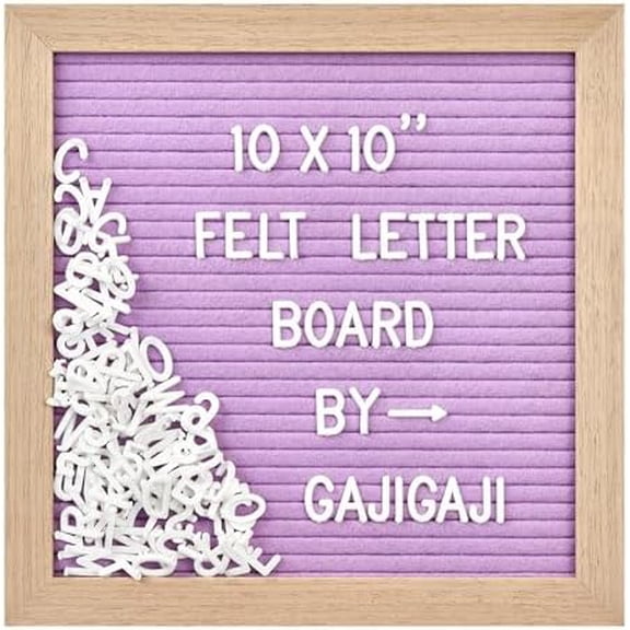 Felt Letter Board with 294 Letters, Numbers, Symbols - 10x10 inch Changeable Message Board with Wooden Frame Wall Mount(Purple)