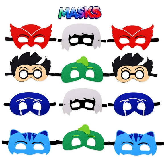 Felt Masks 12 pcs for PJ MASKS Inspired Party Supplies Cosplay Character Mask Party Favors for Kids Boys or Girls - Catboy Owlette Gekko