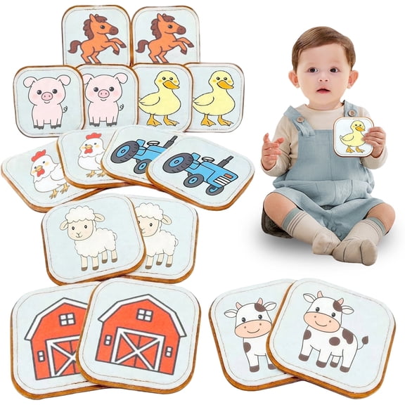 Felt Matching Game Woodland Animal Theme, Soft Montessori Memory Card Toy for Toddlers Ages 1-4, Sensory Flash Cards Educational Gift for Boys Girls