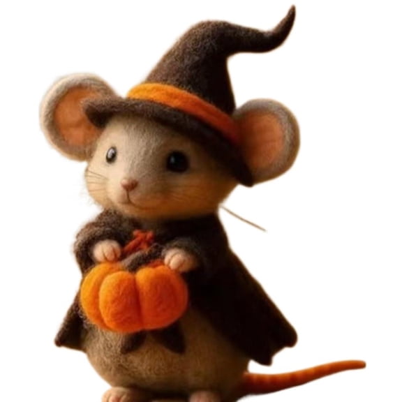 Felt Mice, Wool Felt mouse Ornament, cute Halloween ghost pumpkin mouse, Halloween Ghost Pumpkin Mouse with Witch Hat
