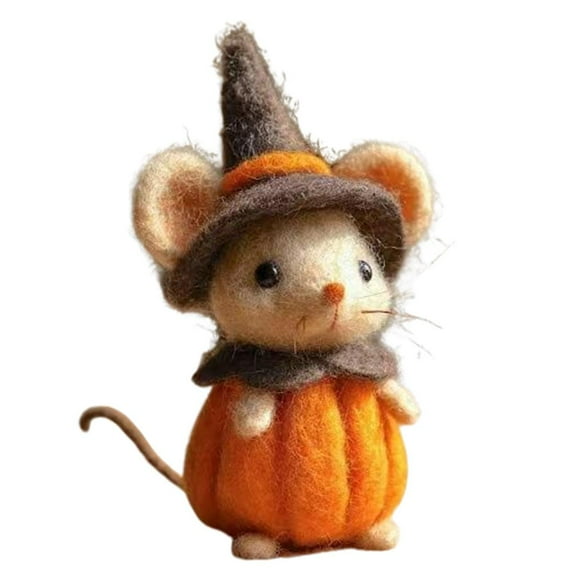 Felt Mice, Wool Felt mouse Ornament, cute Halloween ghost pumpkin mouse, Halloween Ghost Pumpkin Mouse with Witch Hat