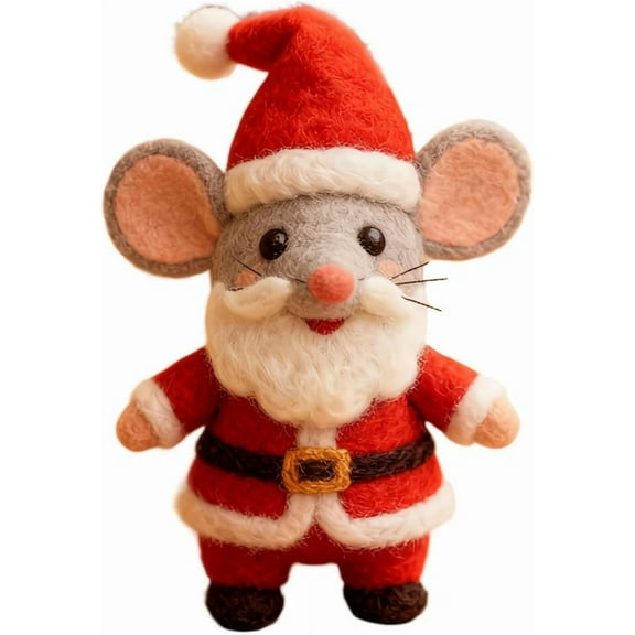 Felt Mouse Christmas Ornament, Handmade Wool Felt Decor, Santa Mouse Figurine, Needle Felted Animal Craft for Tree and Holiday Gift