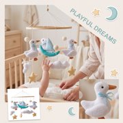 Felt Nursery Mobile with Wooden Dowel and Hanging Duck Figures, Calming Student Nursery Decor for Crib Or Stroller, Student Girl First Birthday Gift 1 Pack