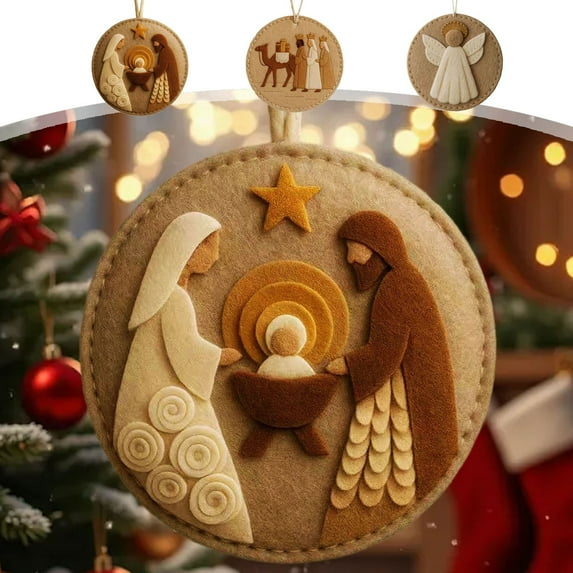 Felt Ornament Under $5! Xqxayjr Felt Christmas Ornaments, Handmade Holiday Hanging Decorations, Religious Themed Tree Decor with Embroidery, Festive Seasonal Home Decor