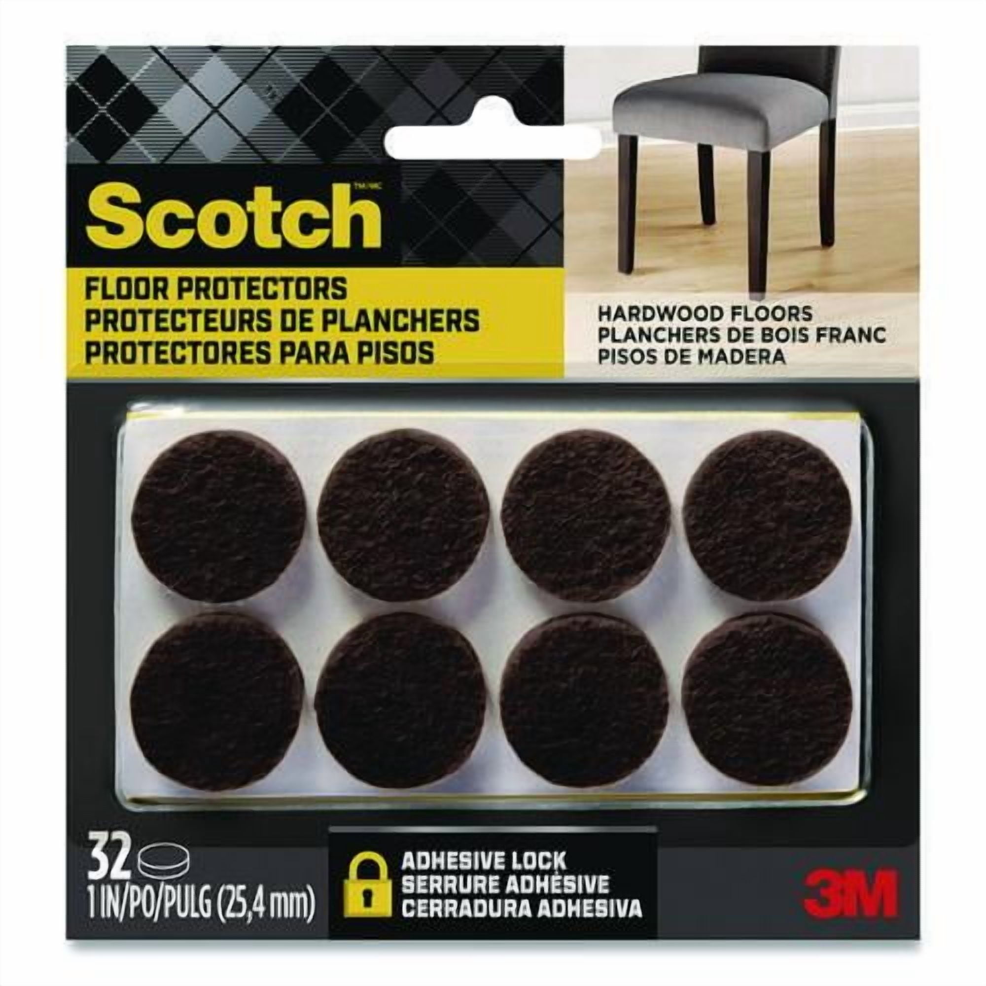 Felt Pad Protectors, 1" Diameter, Brown, 32/Pack | Bundle of 5