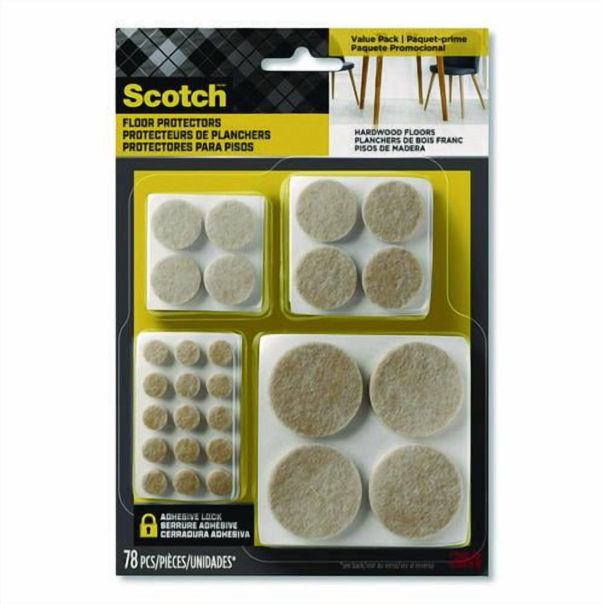 Felt Pad Protectors, Assorted Round, Beige, 78/Pack | Bundle of 5