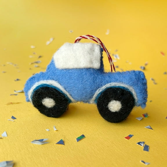 Felt Pickup Truck Ornament - Wool Fair Trade Handmade Christmas Nepal