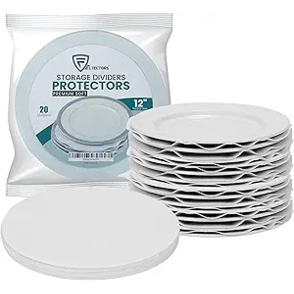 Felt Plate China Storage Dividers Dish Protectors White Extra Large Thick and Premium Soft 12 inch Pack of 20