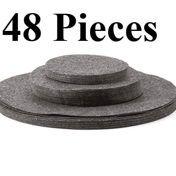 Felt Plate Storage Dividers Protectors, 48 Pieces Felt Round Plate Separators Pads Dish Storage Protectors Pads with 3 Sizes for Packing Stacking Cookware, Grey