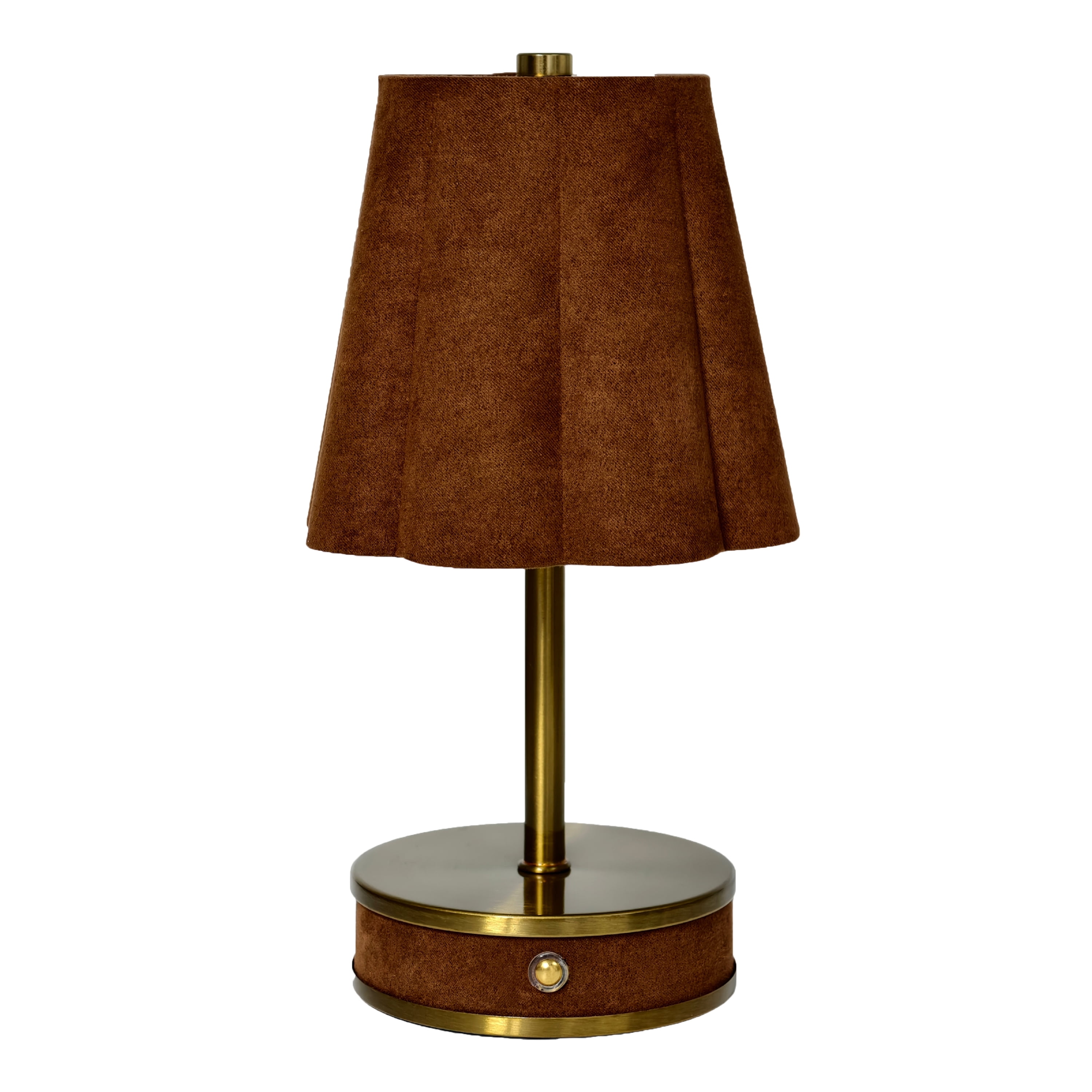Home Decor Collection Sterling & Noble Home Brown Rounded Pleated Rechargeable Table Lamp
