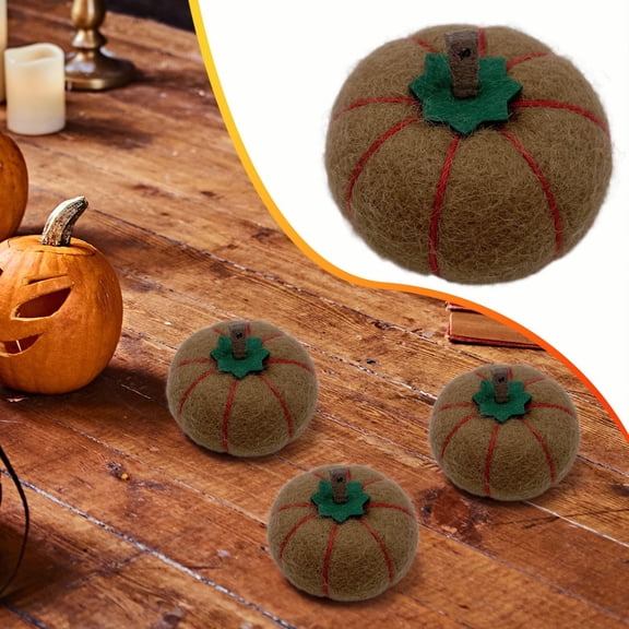 Felt Pumpkin Decor, Fall Thanksgiving Halloween Table Decor, Wool Felt Pumpkin Garland Decor, Seasonal Farmhouse Tabletop Pumpkins, Faux Pumpkin for Garland, Home Mantel Farmhouse Tree Crafts Decor,D