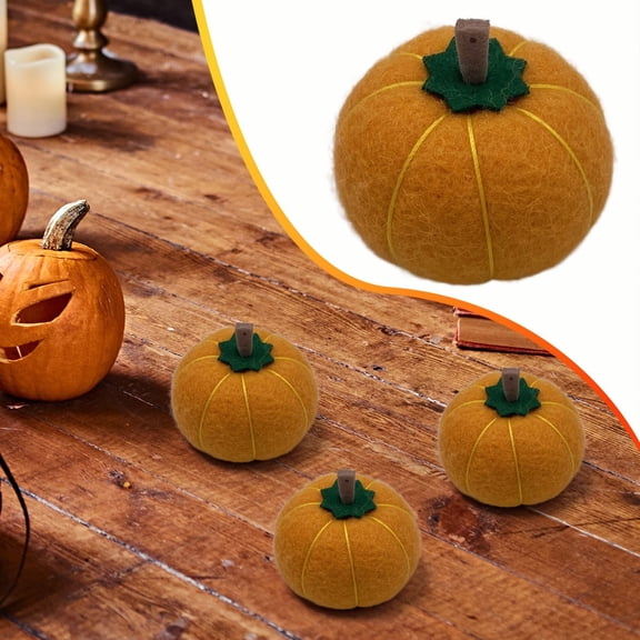 Felt Pumpkins,Fall Mini Felt Pumpkin Decor,Stitched Handcrafted Faux Wool Felt Pumpkin Pieces,Hand‑Felted Small Pumpkin Ornaments,Farmhouse Style Felt Pumpkin Accents for Shelf,Table,Blanket