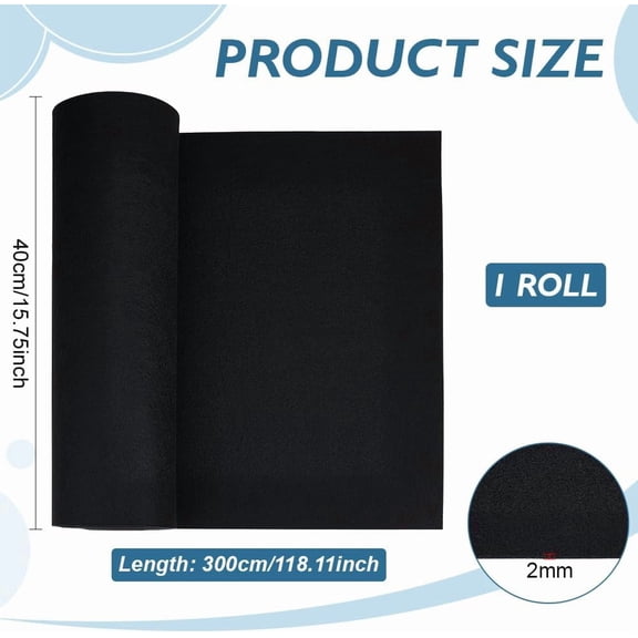 Felt Roll Black Craft Felt Fabric 118x15.7inch Nonwoven Felt Roll for Arts & Crafts Patchwork Sewing Deocoration 2mm Thick