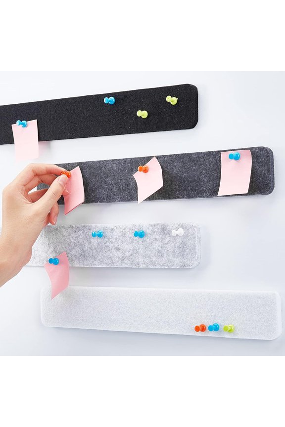 Felt Self-adhesion Message Plates set with Drawing Pins Rectangle Mixed color 2.3~33x0.8~5.2x0.8~0.9cm 49pcs/set 1set/bag