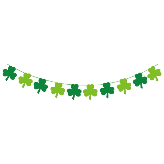 Felt Shamrock Clover Garland Banner - No Diy, St. Patrick'S Day Decorations - Buffalo Plaid Dark Green Light Green Happy St. Patrick'S Day Banner for Home Mantel Office Irish Day Party Supplies