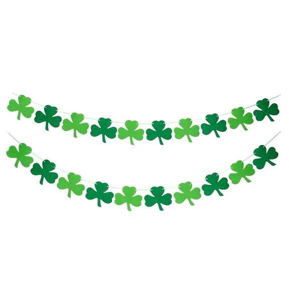 Felt Shamrock Clover Garland Banner - 's Day Banner Decor - 's Day Garland Decorations - Irish Party Supplies - Green and Light Green Color
