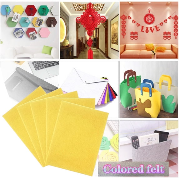 Felt Sheets Ecohintz 3Mm Thick Colored Craft Felt Sheets (9X12In, 5 Pack) - Hard Fabric for Kids Sewing, Art Projects & Diy Crafts, Durable & Easy Cut, Assorted Colors, Craft Fabric, Yellow