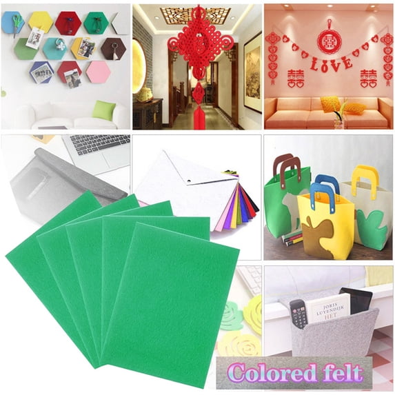 Felt Sheets Ecohintz 3Mm Thick Colored Craft Felt Sheets (9X12In, 5 Pack) - Hard Fabric for Kids Sewing, Art Projects & Diy Crafts, Durable & Easy Cut, Assorted Colors, Craft Fabric, Green