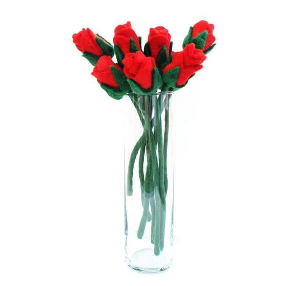 Felt Single Red Rose Stem Hamro Village