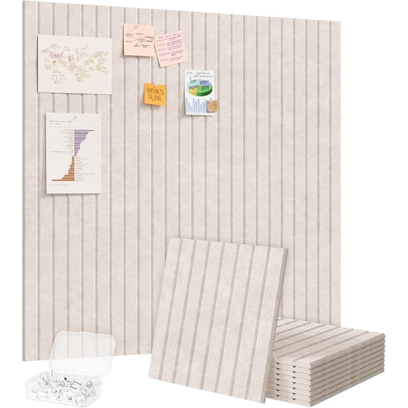 Felt Slatted Bulletin Board, 9 Pack Self-Adhesive Panel, 36"x 36" Total Size, Cork Board Alternative