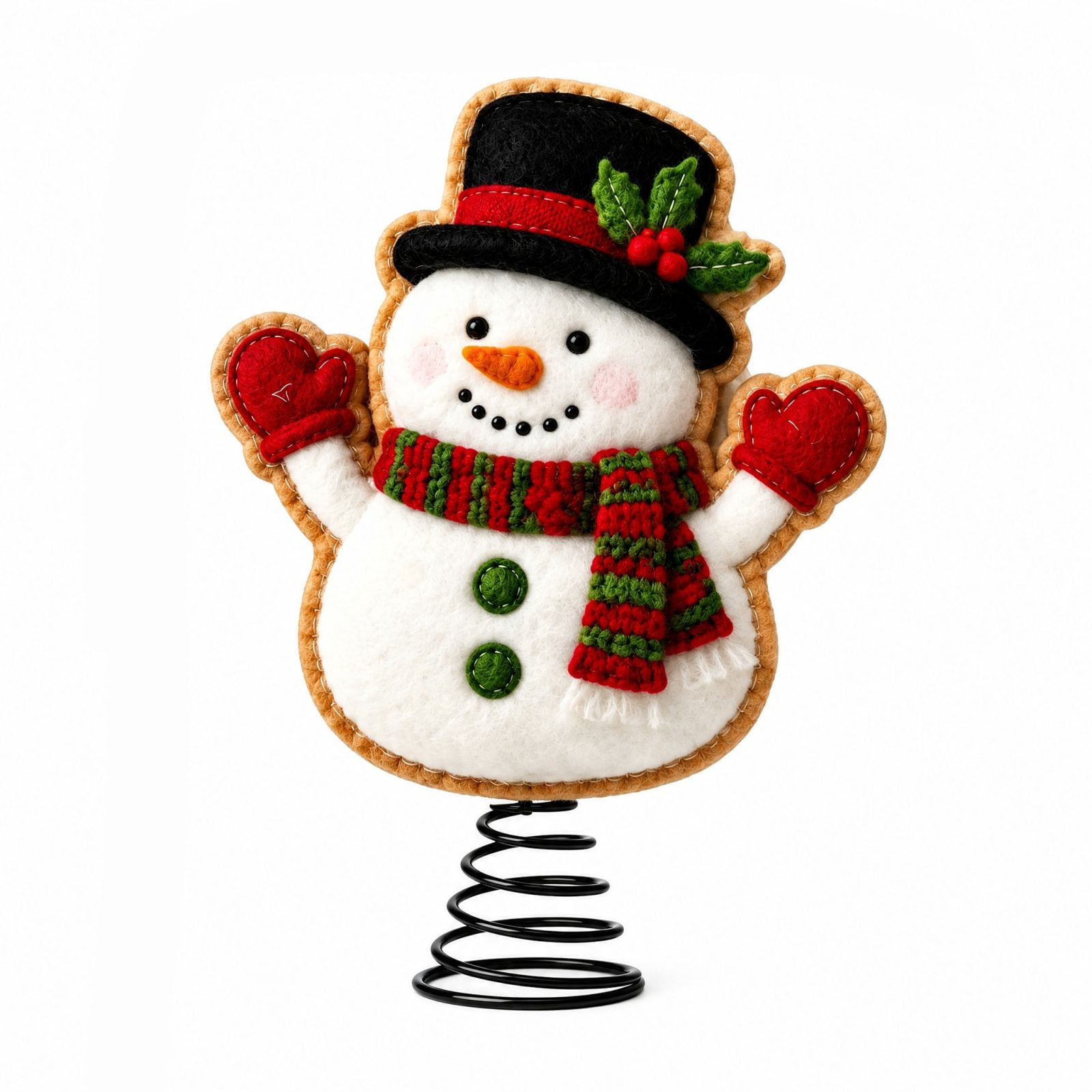 Felt Snowman Spring Decoration with Black Hat and Striped Scarf, 1 ...