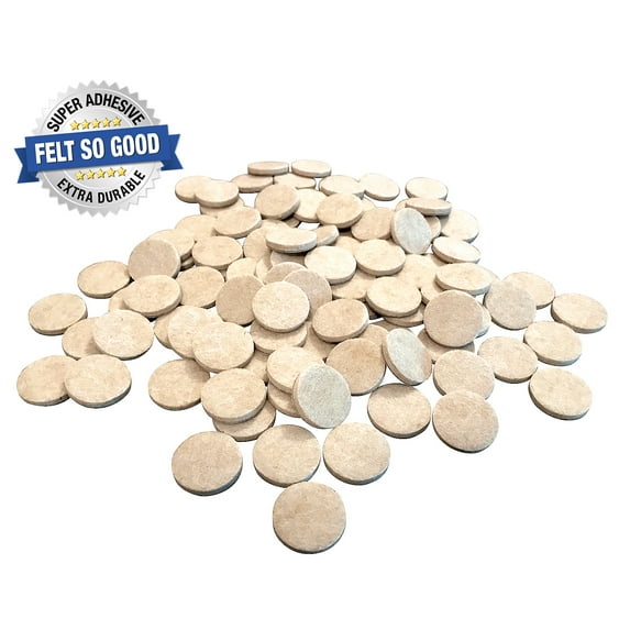 Felt So Good 8801E Self Adhesive Felt Furniture Pads, 1", Beige, 100-Count