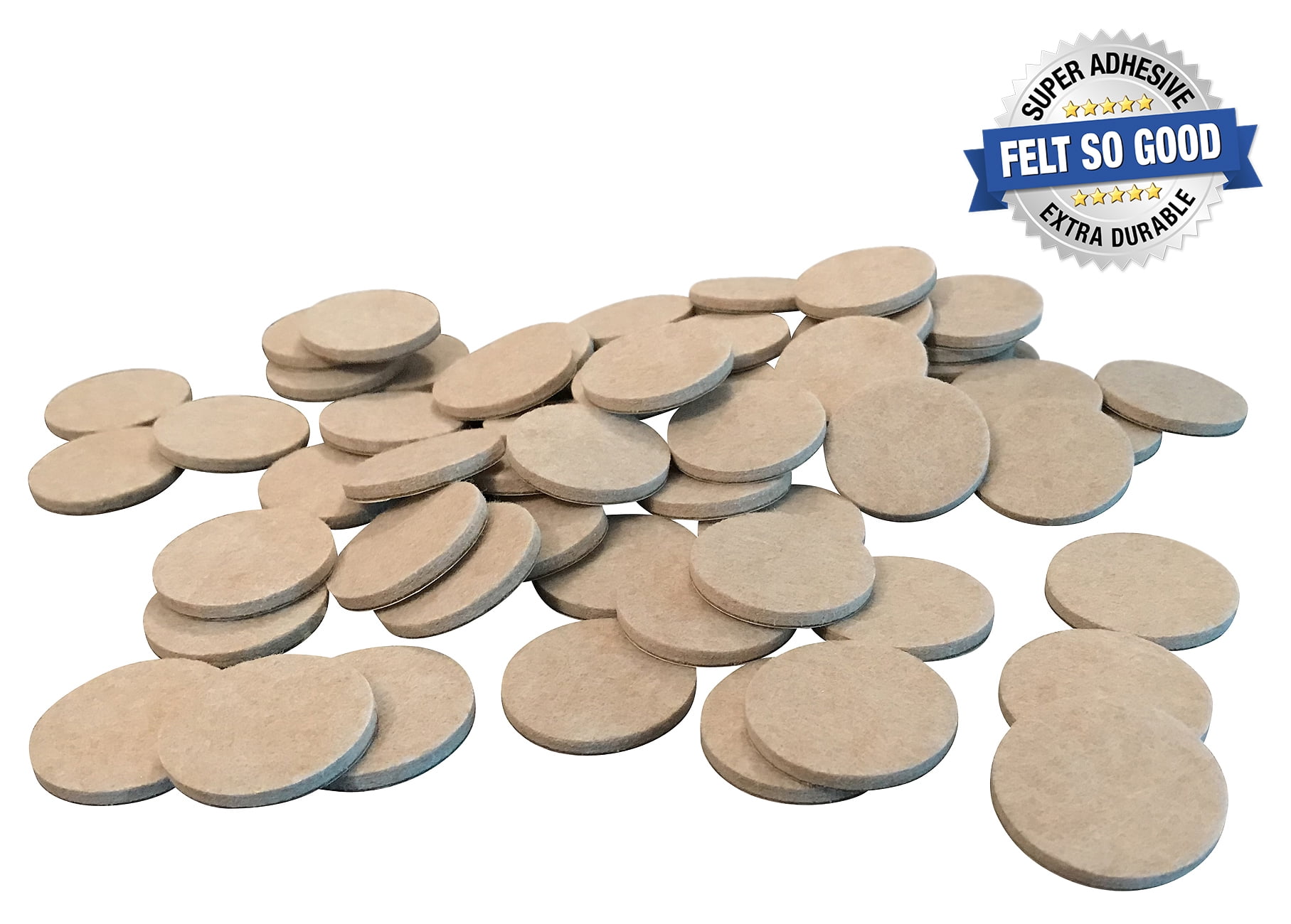 Felt So Good 8802E Self Adhesive Felt Furniture Pads, 1-1/2", Beige, 60-Count