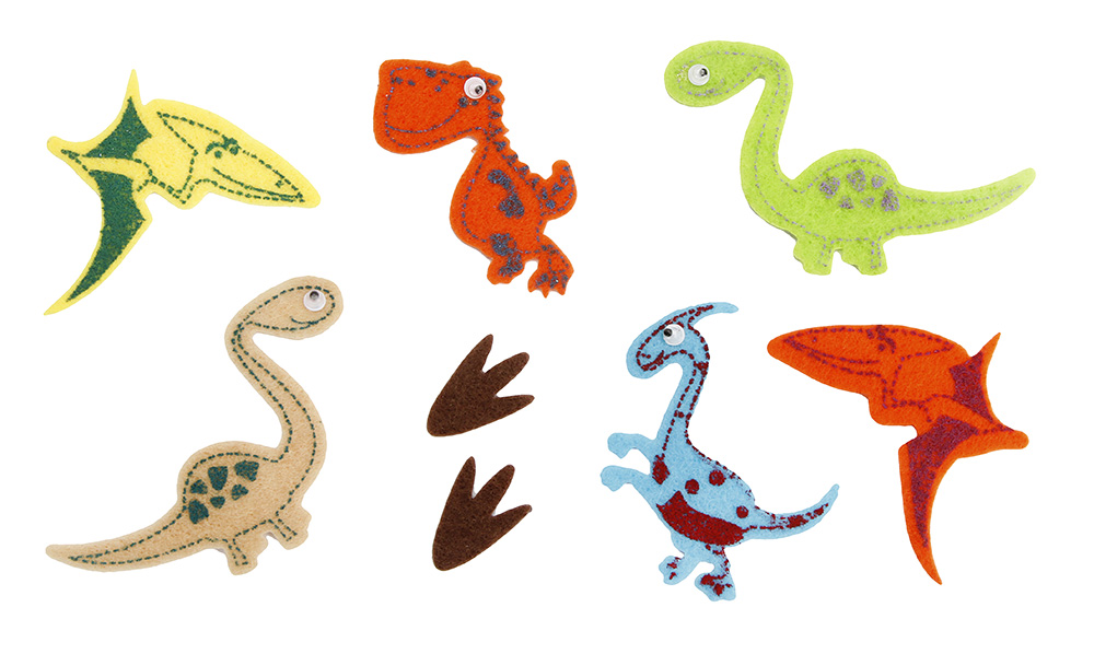 Felt Stickers Dinosaurs 28Pc