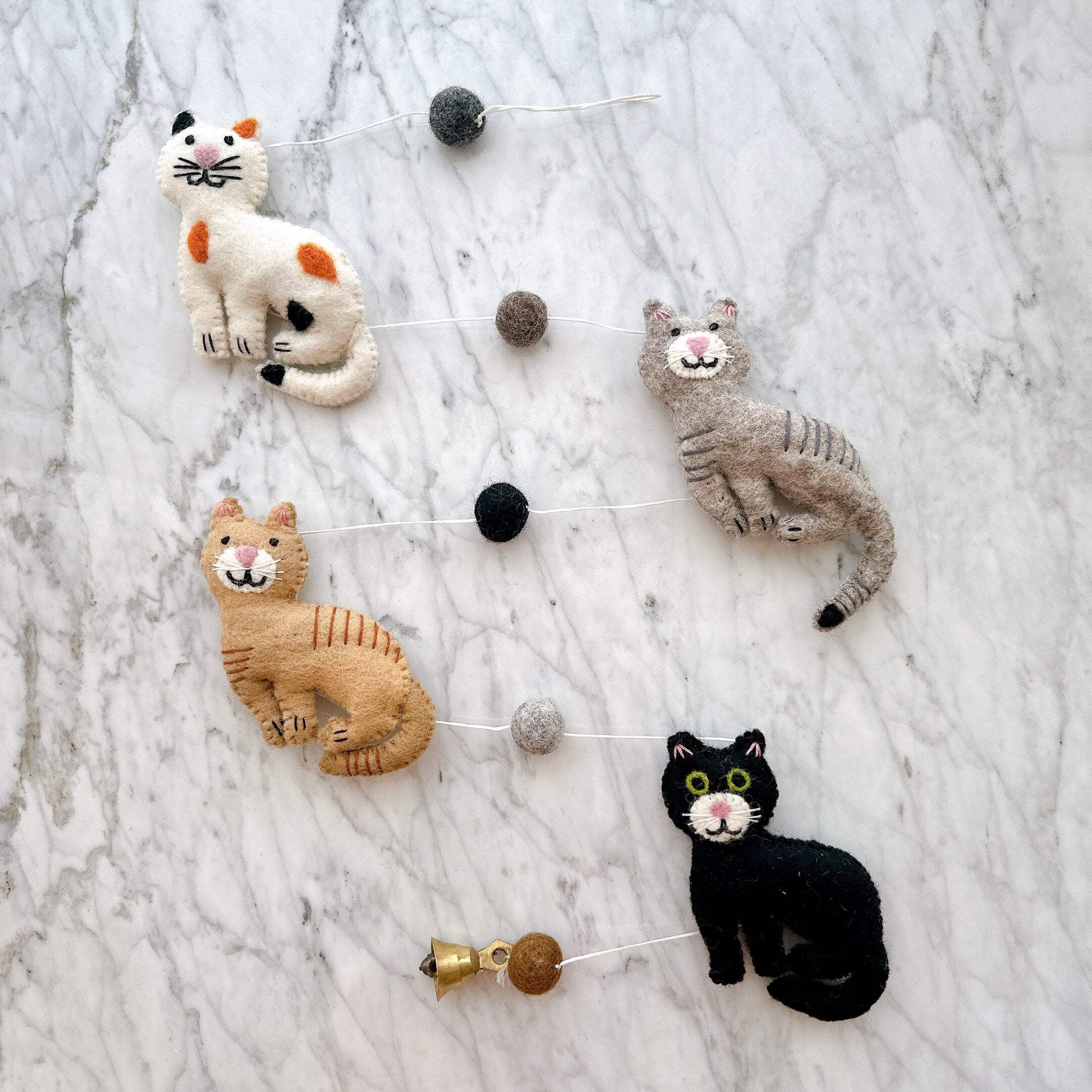 Felt Stitched Cat Garland