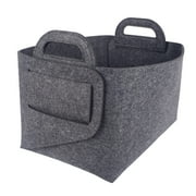 Felt Storage Basket Desktop Foldable Felt Basket Storage Box Open Storage Bin Laundry Hamper with Handles Snack Cosmetic Organizing Box for Cabinet Office