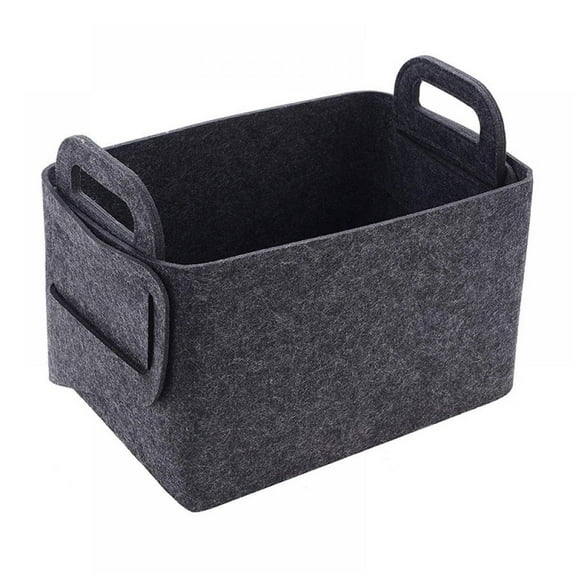 Felt Storage Bin Basket,Square Gray Baskets for Storage, Rectangular Basket with Handle, Medium Felt Baskets for Storage Felt Storage Bins Wardrobe Storage Baskets (Gray)