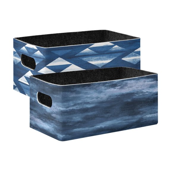 Felt Storage Bins 2-Pack Foldable Space-Saving Organizer For Home Office An Aztec Tribal Design Tie-dye Pattern