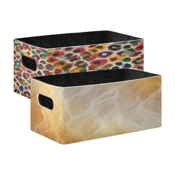 Felt Storage Bins 2-Pack Foldable Space-Saving Organizer For Home Office Leopard Dots Digital Texture Design