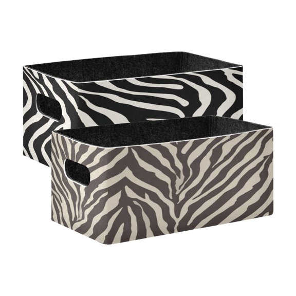 Felt Storage Bins 2-Pack Foldable Space-Saving Organizer For Home Office Zebra Stripes Zebra Stripes Vector