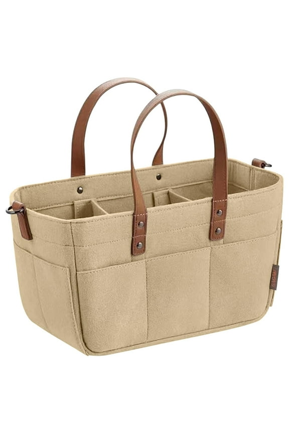 Felt Storage Tote Large Capacity Portable Organizer Bag Multi-Compartment Foldable Utility Tote with Handles