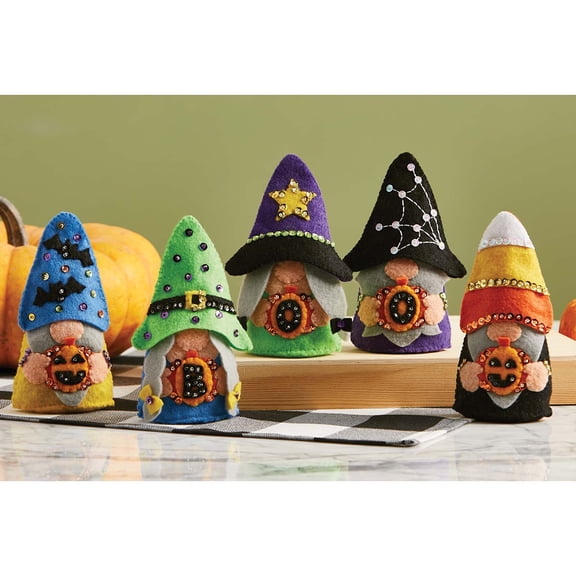 Herrschners Spooky Gnomies Shelf Sitters Felt & Sequin Kit