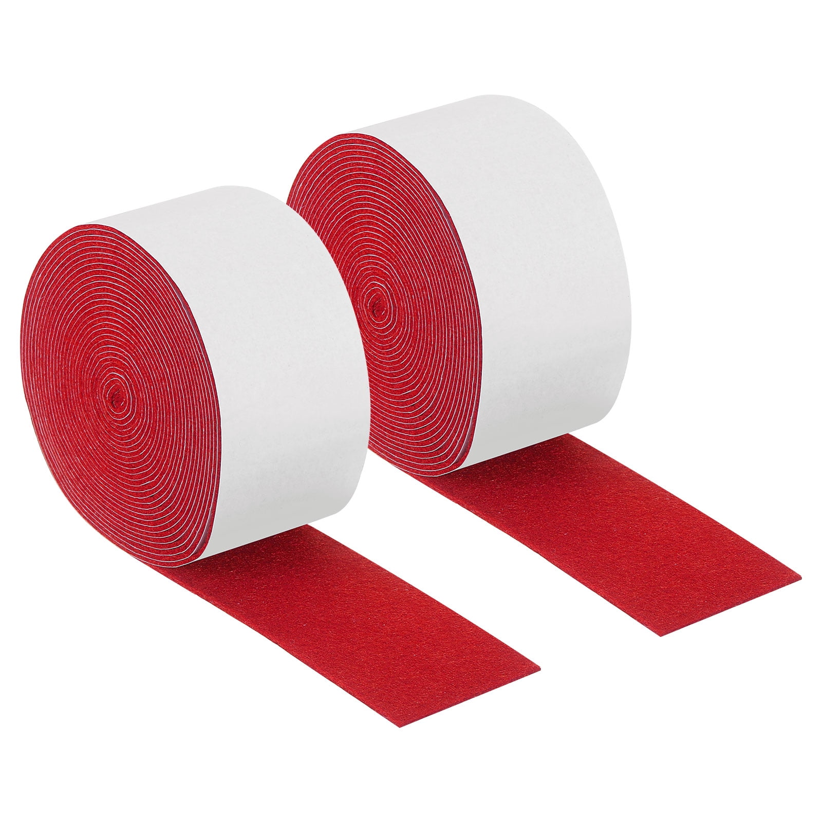Felt Strips with Adhesive Backing, 2 Pack 2" x 193" x 0.06" Adhesive Felt Strips Anti Scratch Furniture Felt Tapes Self-Stick Felt Pads for Protecting Hardwood Floor, Red