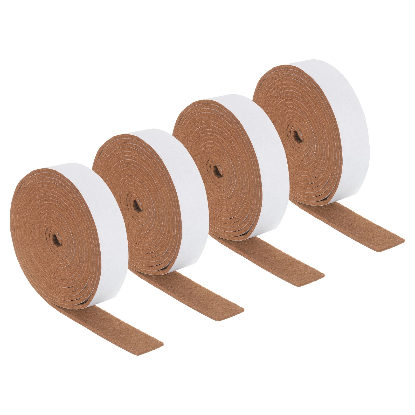 Felt Strips with Adhesive Backing, 4 Pack 1" x 120" x 0.12" Adhesive Felt Strips Anti Scratch Furniture Felt Tapes Self-Stick Felt Pads for Protecting Hardwood Floor, Light Brown